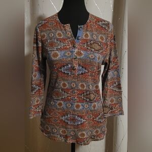 Vintage Lauren Ralph Lauren Southwestern Aztec Henley Top Size Large